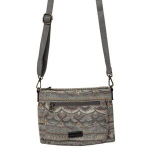 Sakroots Crossbody Purse Small Camden Gray Canvas Paisley Boho Beachy Hippie Zip